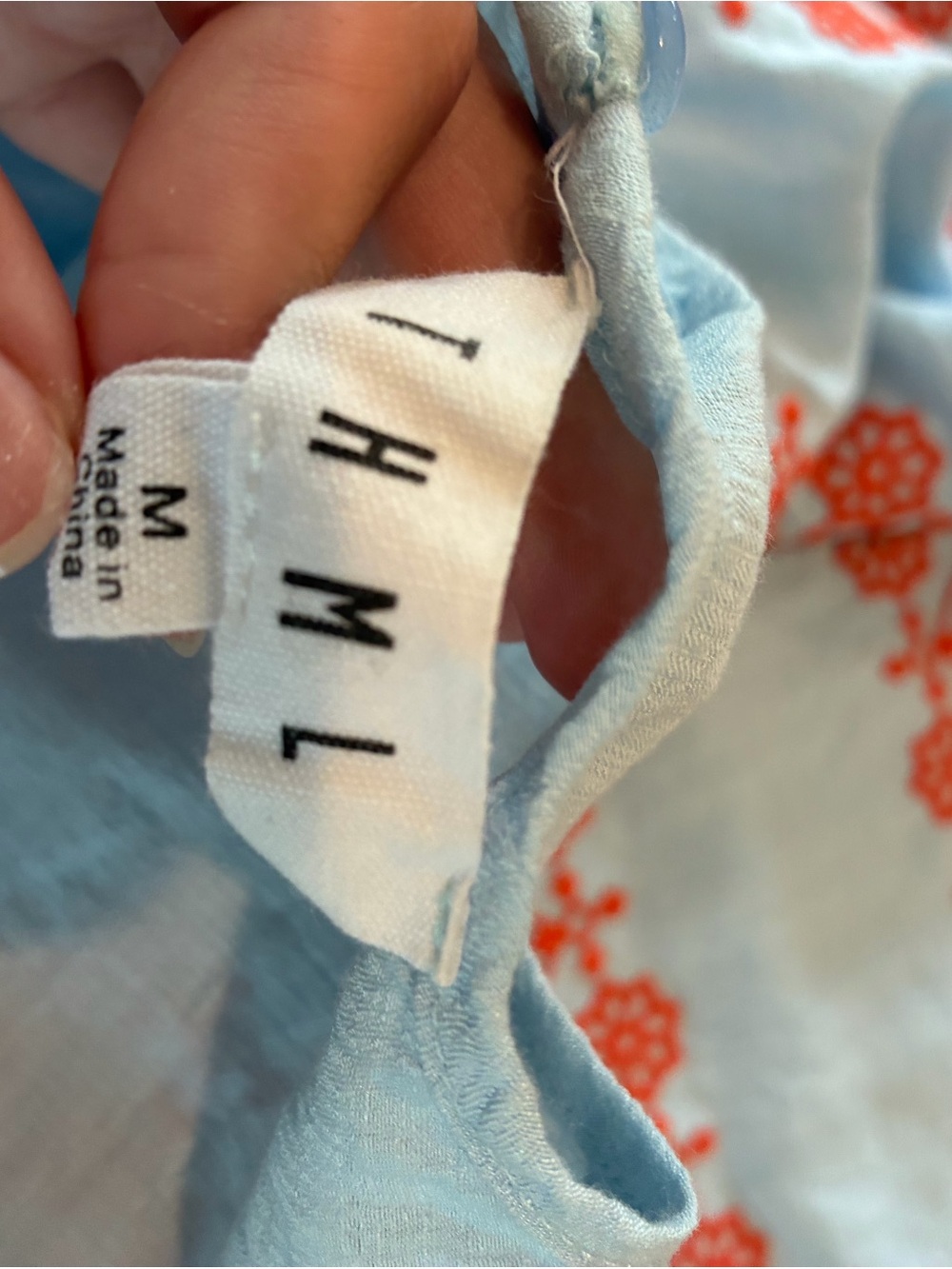 THML White Top with Orange Embroidered Stripes - Picture 3 of 5